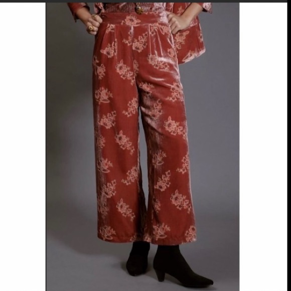 Anthropologie Hutch Burnout Velvet Pink Pants Size Small - Picture 4 of 9